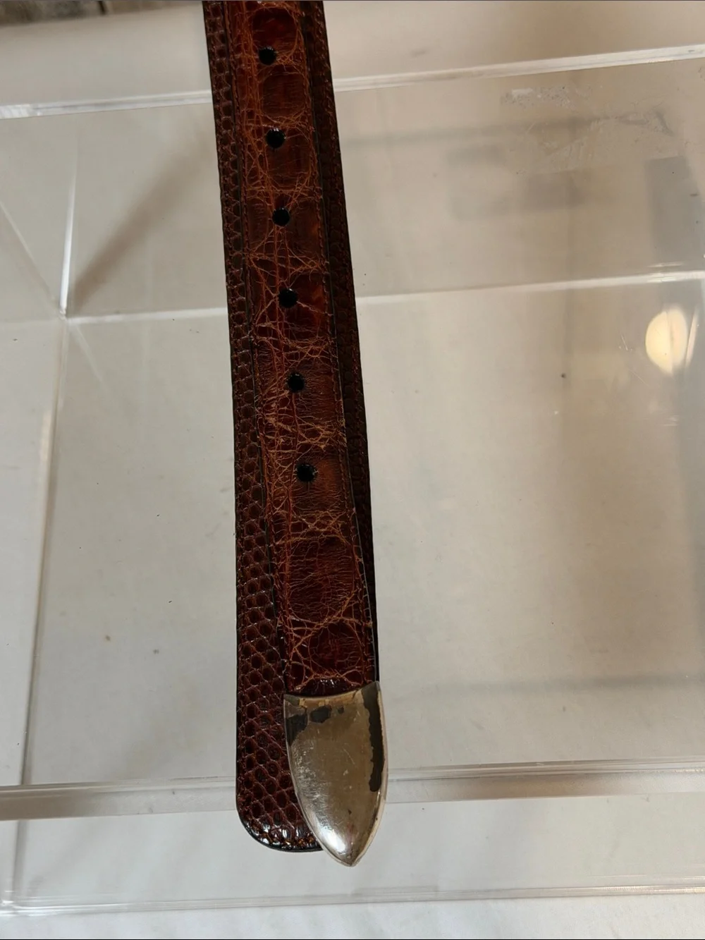 Vintage Genuine Crocodile Western Ranger Belt Size 38 Made in Spain Style M2804